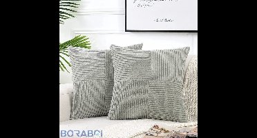 Set van 2 Kussenslopen - Lichtgrijs - 45x45 cm - Corduroy