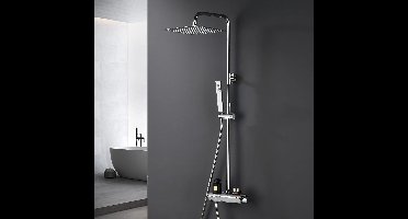 Regendouche – Doucheset – Douchekraan – Douchesysteem – Thermostaatkraan – RVS 304 Met Veiligheidsvergrendeling 38°C – Verstelbare Douchestang 74-114 cm