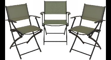 Redcliffs Klapstoel - 3x - groen - opklapbaar - 46 x 52 x 85 cm - staal/polyester - campingstoel/tuinstoel