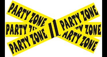 Folat Markeerlint party zone - 3x stuks - 15 meter - geel/zwart - afzetlint feest versiering - verjaardag thema feest