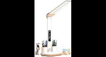 Oneay Dimbare LED bureaulamp – Leeslamp met penhouder en digitaal display – USB oplaadbaar en inklapbaar – 3 lichtstanden – Ideaal voor bureau, studie en werkzaamheden