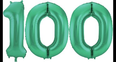 Folat Verjaardag Leeftijd folieballon - 100 jaar - groen - 86 cm - cijferballon groot