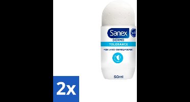 2 x Sanex – Deo Roll-on – Dermo Tolerance – 50 ml - Gevoelige Huid - Allergie - Huidverdraagzaamheid - Hypoallergen - Deodorant