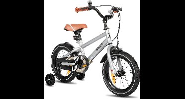 STITCH Totem Jongensfiets - 18 Inch - Kinderfiets voor 5 tot 9 Jaar - Met Zijwieltjes - Zilver
