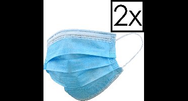 Mondkapje Wegwerp Mondmasker Universeel Niet Medisch Blauw - 2x