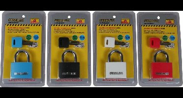 Stahlex Hangslot aluminium - kleurrijk - 40 mm - lichtgewicht - stootvast - met 2 sleutels