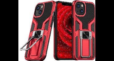 Hoesje Geschikt voor iPhone 13 hoesje – Schokbestendig Ultra Slim Soft TPU Cover met kicktand Ringhouder – Rood