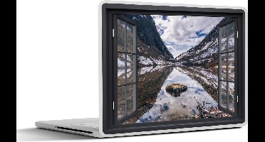 Laptop sticker - 10.1 inch - Doorkijk - Bergen - Water - 25x18cm - Laptopstickers - Laptop skin - Cover
