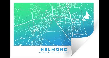 Muurstickers - Sticker Folie - Stadskaart - Helmond - Nederland - Blauw - 30x20 cm - Plakfolie - Muurstickers Kinderkamer - Zelfklevend Behang - Plattegrond - Zelfklevend behangpapier - Stickerfolie