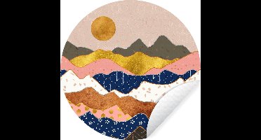 WallCircle - Muurstickers - Behangcirkel - Patronen - Goud - Pastel - 50x50 cm - Muurcirkel - Zelfklevend - Ronde Behangsticker