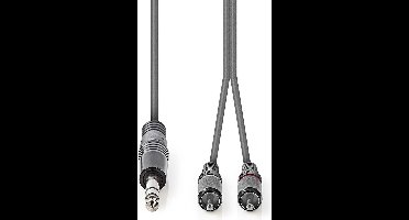 Nedis Stereo-Audiokabel - 6,35 mm Male - 2x RCA Male - Vernikkeld - 1.50 m - Rond - Donkergrijs - Kartonnen Sleeve