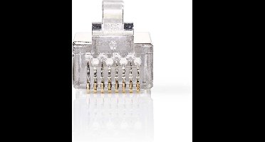 RJ45-Connector - Male - Stranded STP CAT6 - Recht - Verguld - 10 Stuks - PVC - Transparant - Polybag