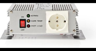 Nedis Omvormer Gemodificeerde Sinusgolf - Ingangsvoltage: 12 V DC - Apparaat stroomoutput: Type F (CEE 7/3) - 230 V AC 50 Hz - 600 W - Piekvermogen: 1500 W - Accuklemmen - Zilver