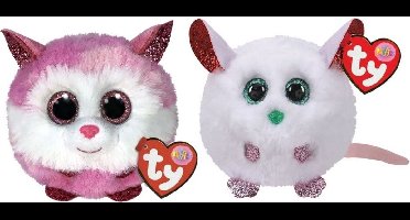 Ty - Knuffel - Teeny Puffies - Princess Husky & Christmas Mouse