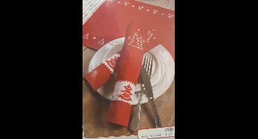 Vervaco Kerstbomen servetringen en servetten borduren (set van 4)