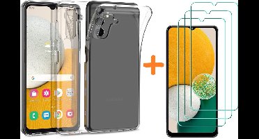 Hoesje Geschikt Voor Samsung Galaxy A13 5G / A04s Hoesje siliconen transparant Met 3x Screenprotector