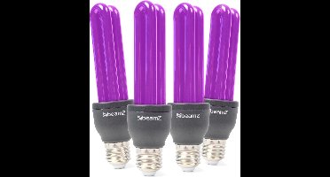 Blacklight verlichting - BeamZ BUV27 - Set van 4 blacklight lampen met E27 fitting - 25W