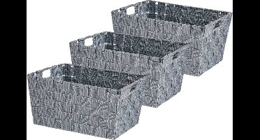 Kast/badkamer opbergmandjes - Set van 3x stuks - zilvergrijs - 30 x 20 x 14 cm - 10 liter - opbergmandjes