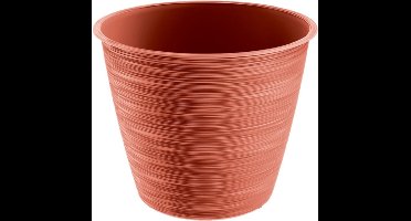 Prosperplast Plantenpot/bloempot Paintstripe - kunststof - rood - 17 x 14 cm - stijlvol
