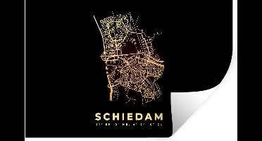Muurstickers - Sticker Folie - Schiedam - Nederland - Kaart - Stadskaart - Plattegrond - 30x20 cm - Plakfolie - Muurstickers Kinderkamer - Zelfklevend Behang - Zelfklevend behangpapier - Stickerfolie