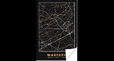 Poster Goud - Kaart - Plattegrond - Waregem - Stadskaart - 20x30 cm