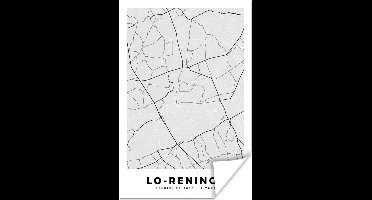 Poster Stadskaart – Zwart Wit - Kaart – Lo Reninge – België – Plattegrond - 20x30 cm