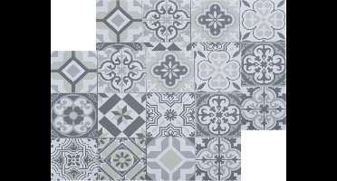 Set van 4x stuks rechthoekige placemats mozaiek grijs - vinyl - 45 x 30 cm - Onderleggers