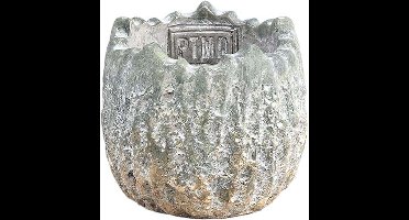 PTMD Ellas Ronde Bloempot - H8 x Ø9 cm - Cement - Grijs