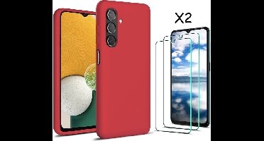 Hoesje Geschikt Voor Samsung Galaxy A13 5G / A04s hoesje silicone soft back cover - met Screenprotector 2 PACK – Rood