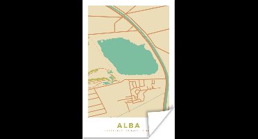Poster Kaart - Alba - Vintage - Plattegrond - Stadskaart - 20x30 cm