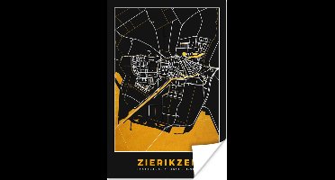 Poster Zierikzee - Black and Gold - Stadskaart - Kaart - Plattegrond - 20x30 cm