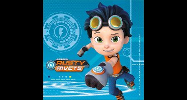 Nickelodeon Servetten Rusty Rivets 33 Cm 16 Stuks Blauw