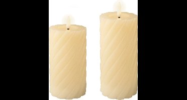 Lumineo luxe LED kaarsen/stompkaarsen - set 2x st-creme wit - D7,5 - met timer