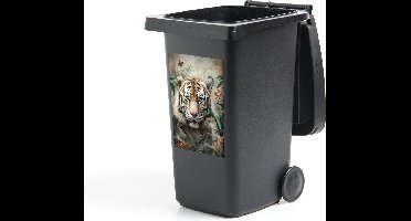 Container sticker Tijger - Vlinders - Dieren - Jungle - Bloemen - 40x60 cm - Kliko sticker