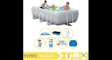 Intex Prism Frame Zwembad - Opzetzwembad - 300x175x80 cm - Inclusief Solarzeil Pro, Onderhoudspakket, Filter, Grondzeil en Voetenbad