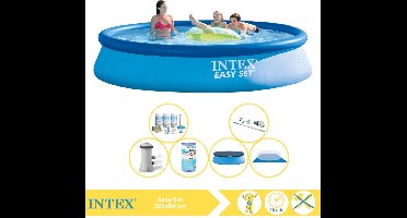 Intex Easy Set Zwembad - Opblaaszwembad - 396x84 cm - Inclusief Afdekzeil, Onderhoudspakket, Filter, Grondzeil en Stofzuiger