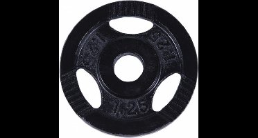 Gorilla Sports Gewichtsschijf - Halterschijf - 1,25 kg - Gripper Gietijzer zwart - 30 mm