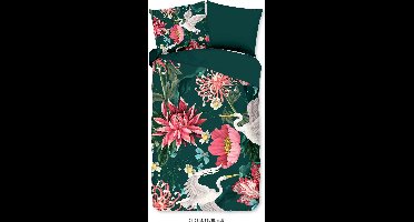 Pure dekbedovertrek bloemen en kraanvogels - Lits jumeaux 240x200/220 cm - Multi - Microvezel