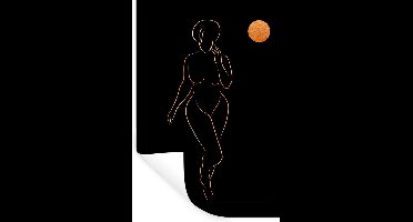 Muurstickers - Sticker Folie - Vrouw - Maan - Black and gold - Line art - 20x30 cm - Plakfolie - Muurstickers Kinderkamer - Zelfklevend Behang - Zelfklevend behangpapier - Stickerfolie