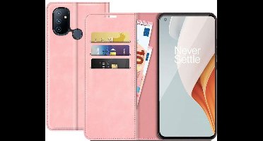 Just in Case hoesje geschikt voor OnePlus Nord N100 - Hoesje met Pasjeshouder - Luxe Book Case - Roze