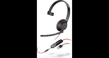POLY Blackwire 5210 Headset Bedraad Hoofdband Oproepen/muziek USB Type-A Zwart, Rood