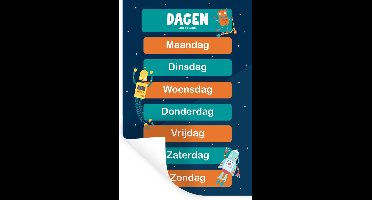 Muursticker kinderkamer - Muurdecoratie - Kinderkamer - Educatief - Dagen - Jongens - Meisjes - Kinderen - Blauw - Kind - 20x30 cm - Kamer decoratie - Zelfklevend behangpapier - Stickerfolie