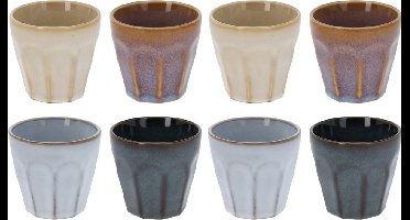 Excellent Houseware Keine luxe gekleurde porseleinen koffiekopjes - set 8x stuks - 90 ml - Espresso bekers