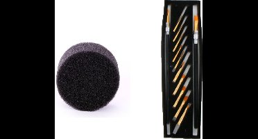 Partyxplotion Make Up Schmink penselen set 12x en make up sponsje - schminkset - voor kinderen en volwassenen