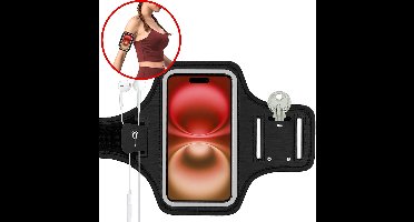 Hardloop Telefoonhouder t/m 6,8 Inch Reflecterend - Telefoonhouder Hardlopen Opbergvak Voor Pasje En Sleutel Waterdicht Hardloopband Telefoon – Zwart