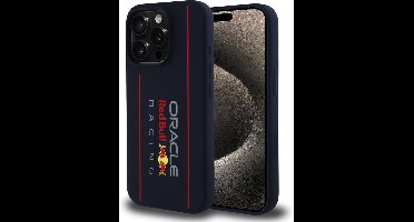 Red Bull Racing Silicone Oversize Vertical Logo Back Cover hoesje met MagSafe voor Apple iPhone 15 Pro - Donkerblauw