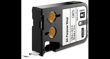 DYMO XTL multifunctionele labels van vinyl | 12 mm x 7 m | zwart op wit