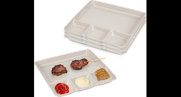 Plasticforte Gourmetborden - 8x stuks - beige - 4-vaks - kunststof - 26 x 24 cm