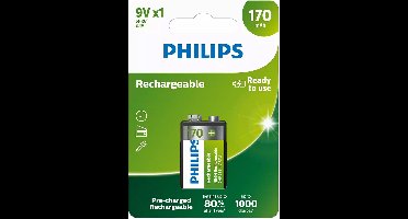 Philips 9VB1A17 - Oplaadbare 9V batterij - 1 stuk