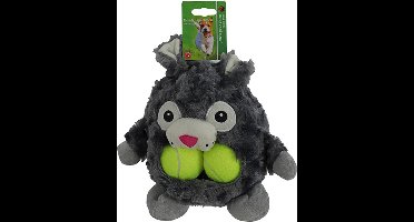 De Boon - Hondspeelgoed - Buidelbek Bunny + 2 tennisballen - Kleur: Grijs - 23 cm
